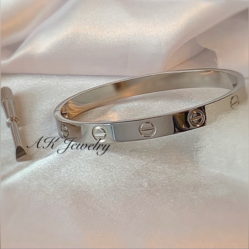 πLUXURY AK Jewelry BRACELET 16 to 22cm Silver Cuff Bangle, Bracelet Screw-Twist - Picture 4 of 5